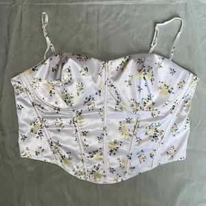 White Floral Corset Top